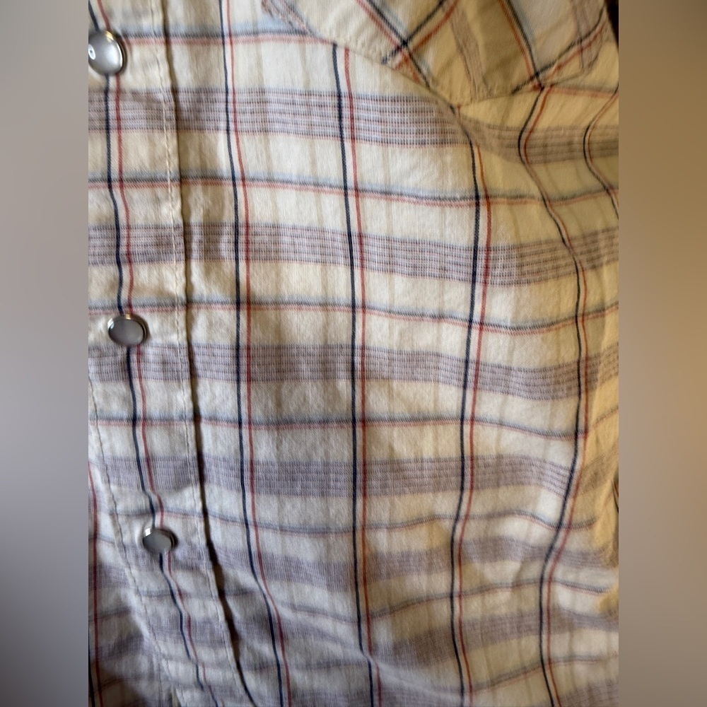 LEVIS PLAID WESTERN PEARL SNAP UP SHIRT SLIM FIT MEDIUM VINTAGE 1990's - Picture 5 of 9